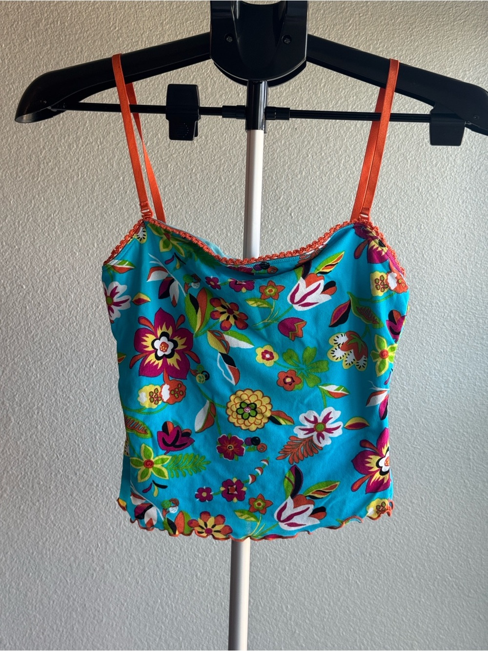 Guess Jeans -Turquoise Floral Camisole with Orange Straps Sizes S/M